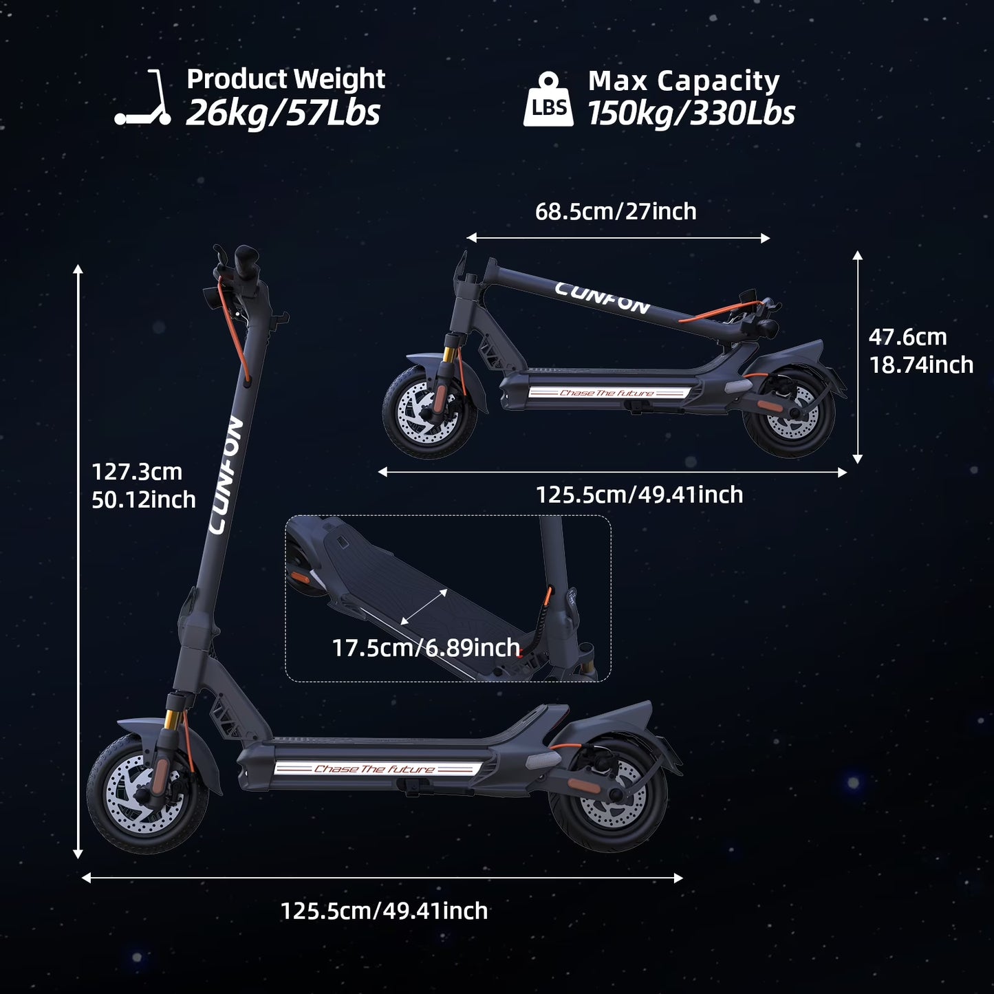 Electric Scooter Adult with 1200W Motor Folding E-Scooter, 50 Mile Range, 10.5" off Road Tires，Max Limited 31Mph，Fingerprint Unlock and App Controller