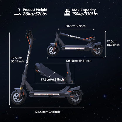 Electric Scooter Adult with 1200W Motor Folding E-Scooter, 50 Mile Range, 10.5" off Road Tires，Max Limited 31Mph，Fingerprint Unlock and App Controller