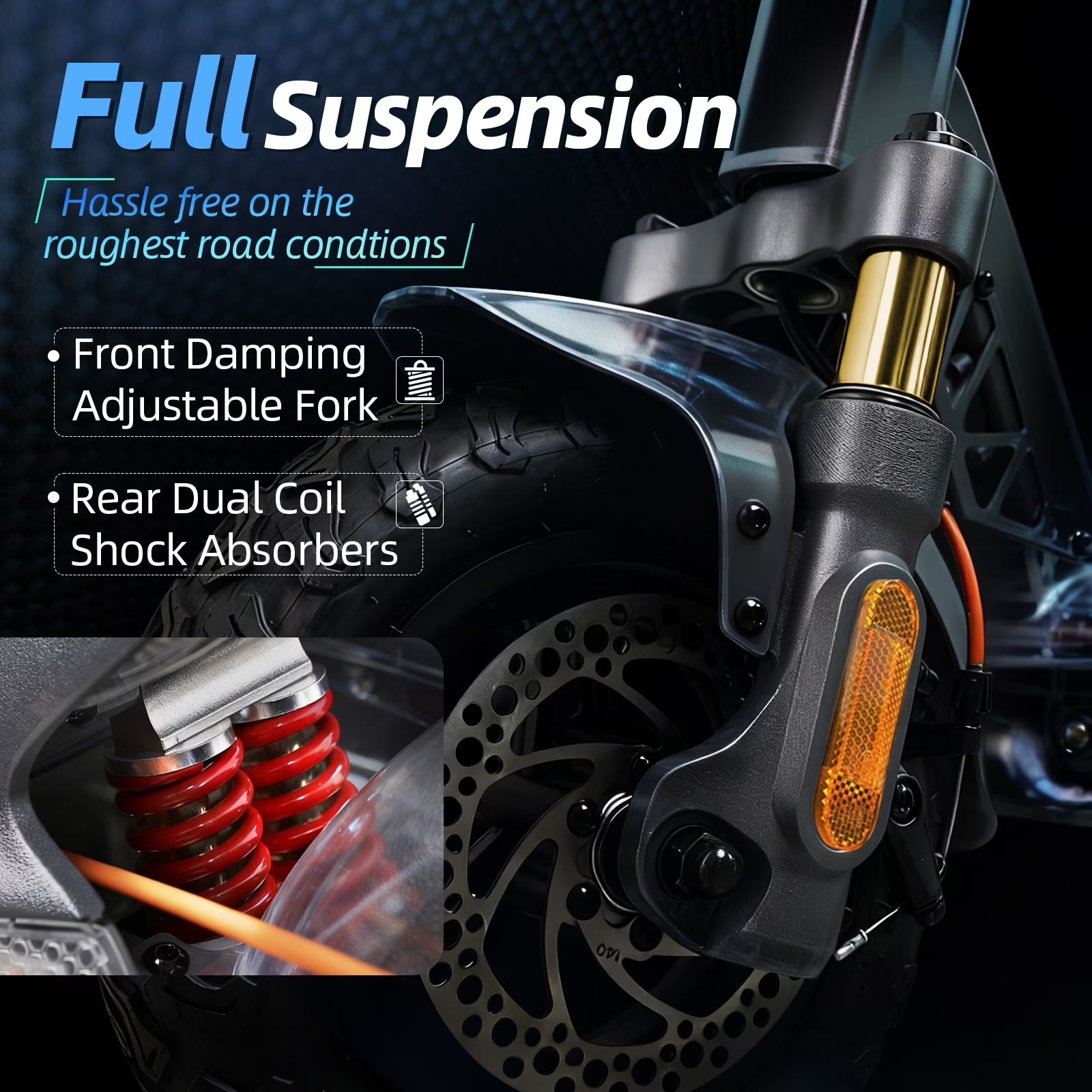 Electric Scooter Adult with 1200W Motor Folding E-Scooter, 50 Mile Range, 10.5" off Road Tires，Max Limited 31Mph，Fingerprint Unlock and App Controller