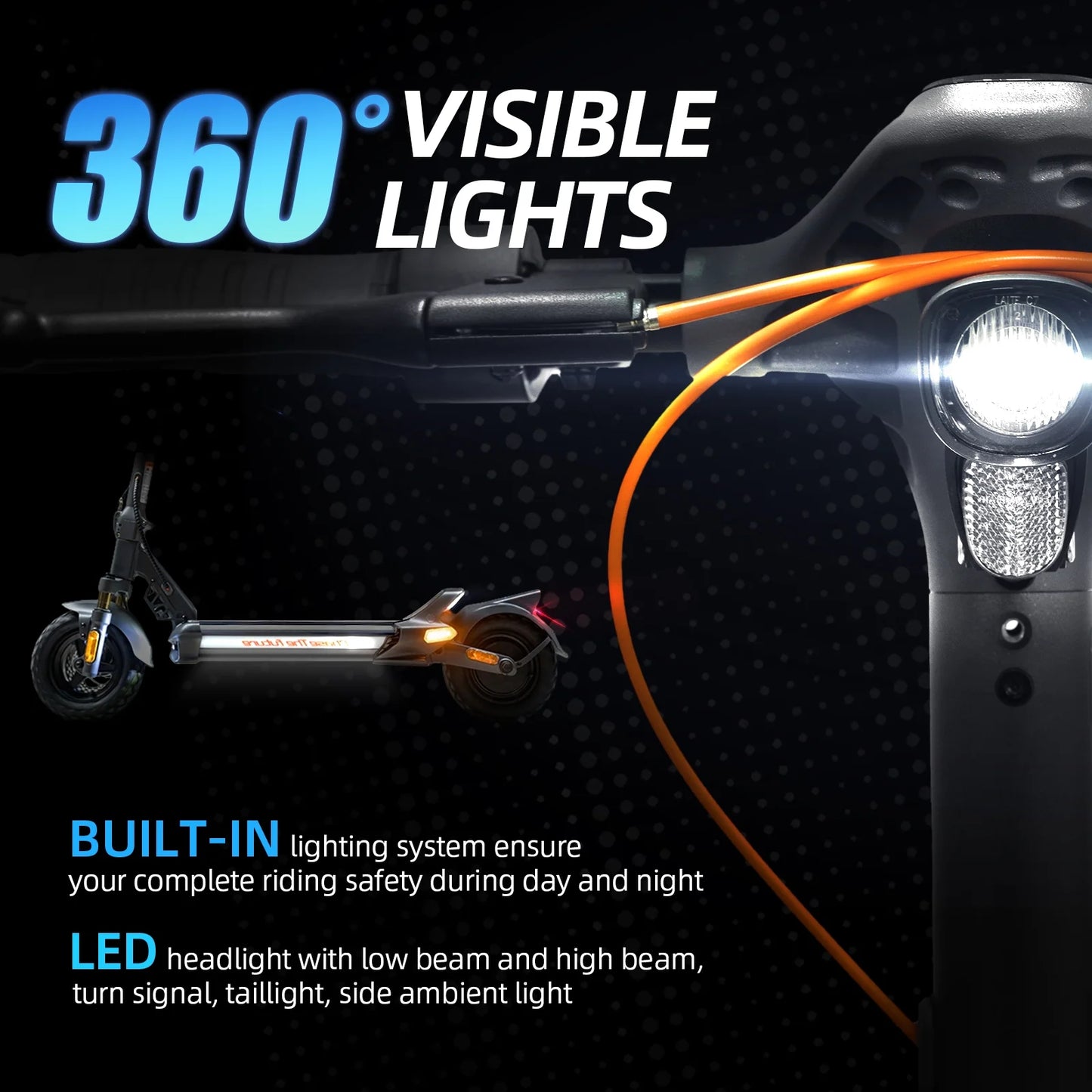 Electric Scooter Adult with 1200W Motor Folding E-Scooter, 50 Mile Range, 10.5" off Road Tires，Max Limited 31Mph，Fingerprint Unlock and App Controller