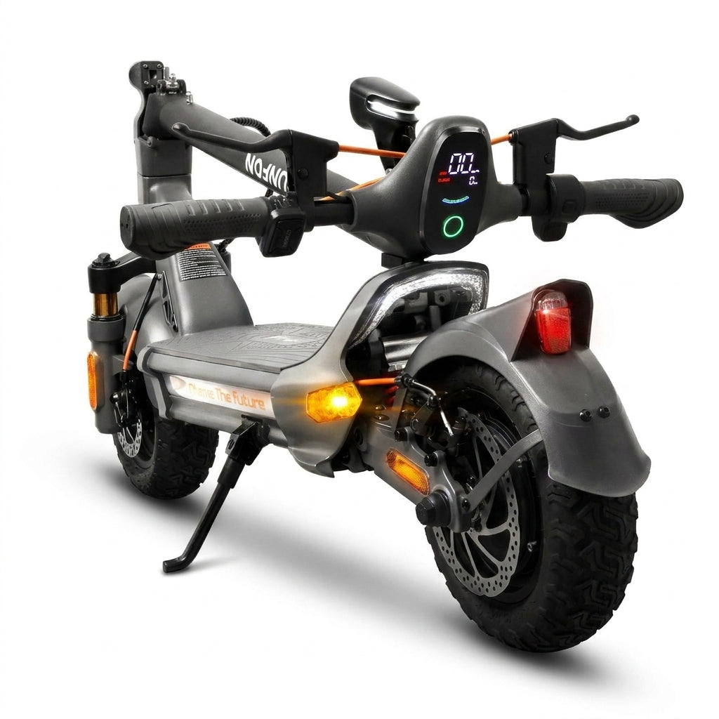 Electric Scooter Adult with 1200W Motor Folding E-Scooter, 50 Mile Range, 10.5" off Road Tires，Max Limited 31Mph，Fingerprint Unlock and App Controller — Studio Shot